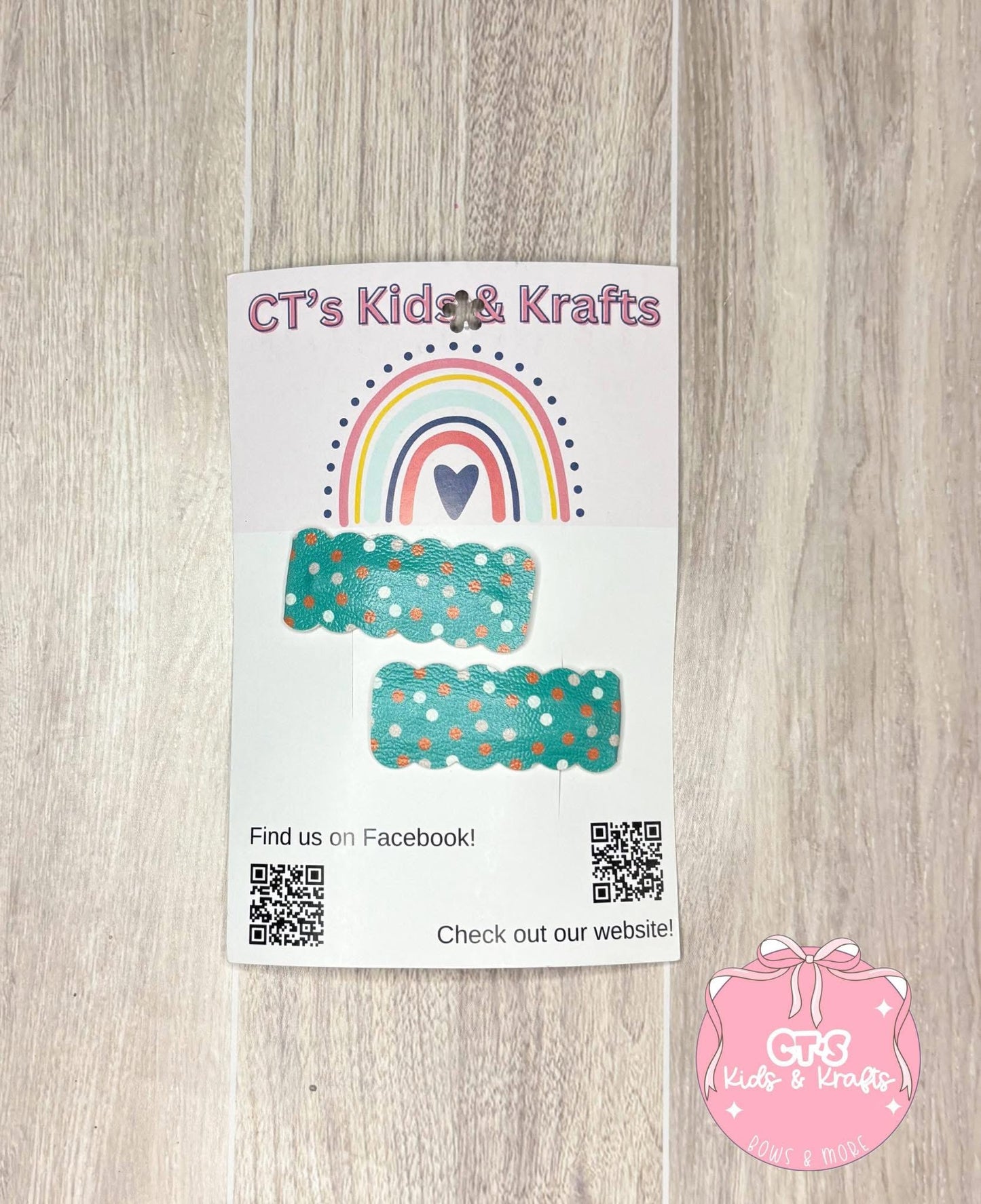 Teal polka dot clips